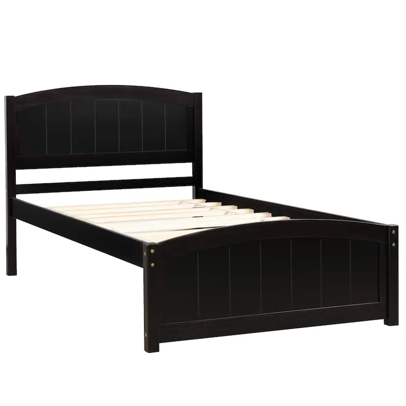 Wood Platform Bed with Headboard, Footboard