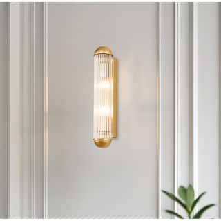 2-Light Cylindrical Wall Sconce with Ribbed Glass Rods