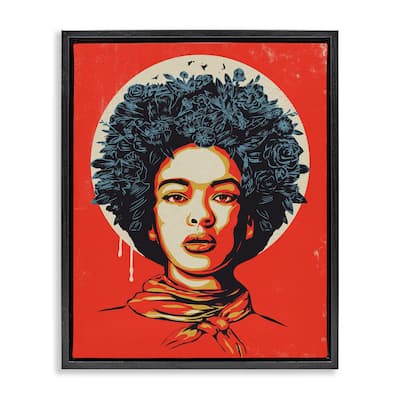 Stupell Vibrant Portrait of Woman Framed Floater Canvas Wall Art Design By Balazs Solti