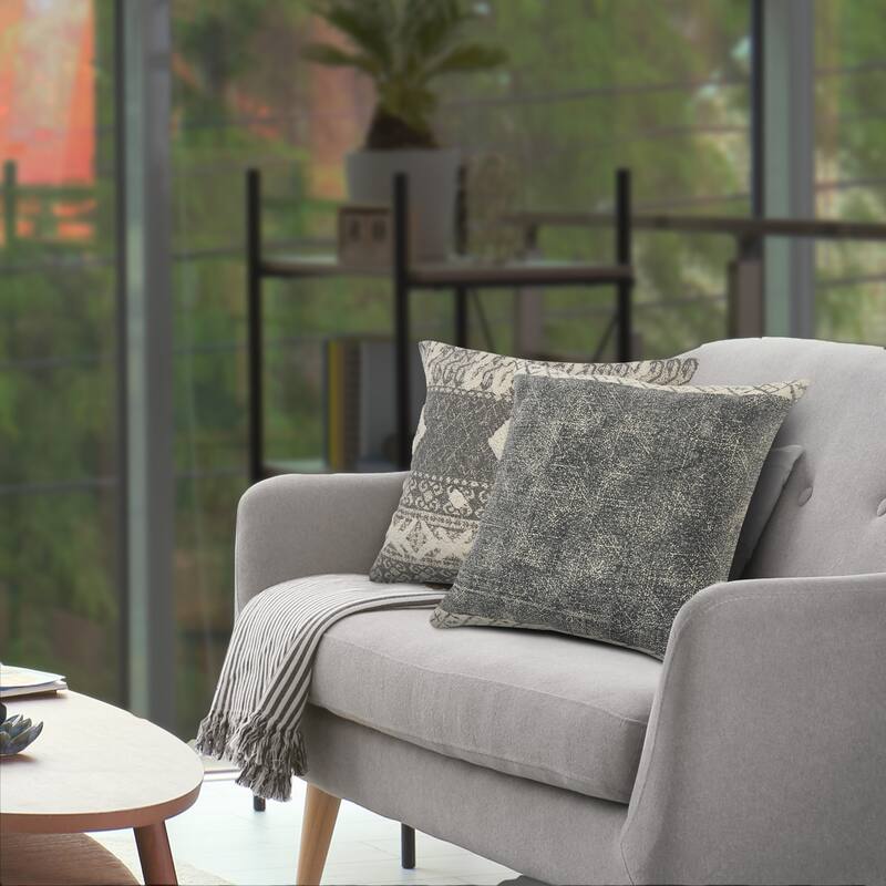 Sevita Bordered Modern Rustic Throw Pillow