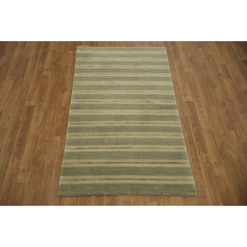 Hand Knotted Oriental 100% Wool Carpet Modern Abstract Multi-Colored Nepalese Area Rug - 5' 0'' X 3' 0''