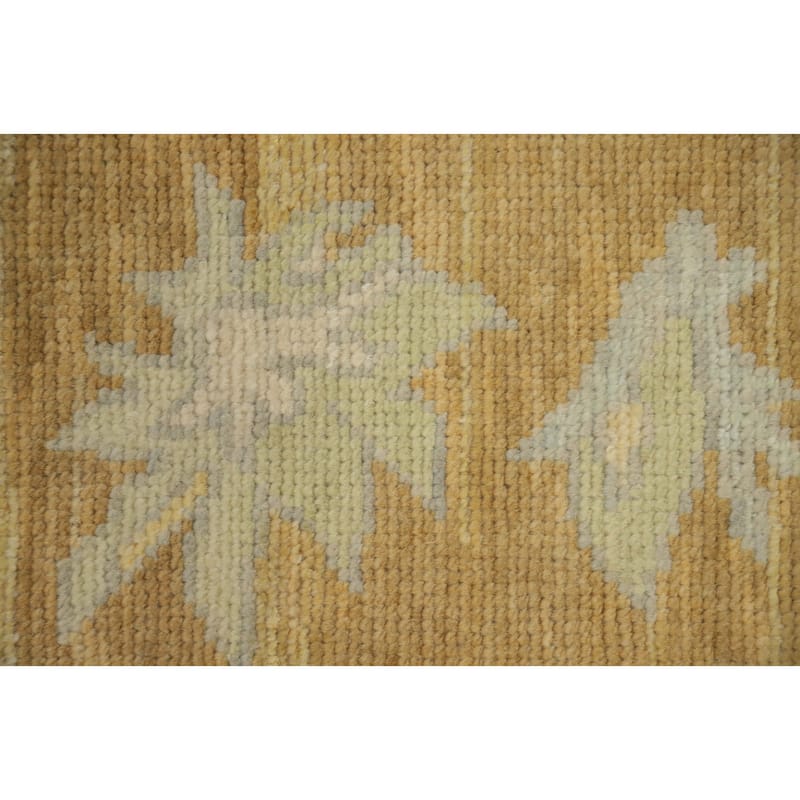 Hand Knotted Oriental 100% Wool Carpet Transitional Floral Green Oushak Area Rug - 14' 10'' X 9' 4''