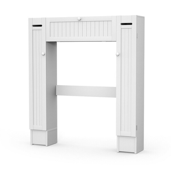 Costway Wooden Over The Toilet Storage Cabinet Drop Door