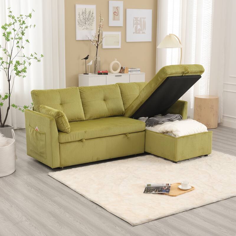 L-shaped multi-functional reversible storage Velvet combination sofa