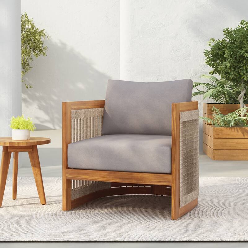 Premium Acacia Wood Outdoor Club Chair - 1-Piece - Grey