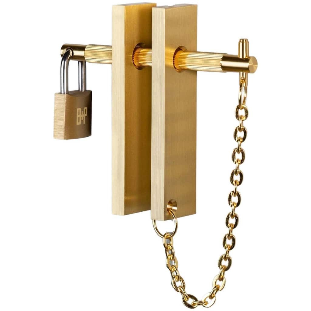 Buster + Punch UCC-054559 Linear Bolt and Chain Cabinet Lock and Pull - Brass