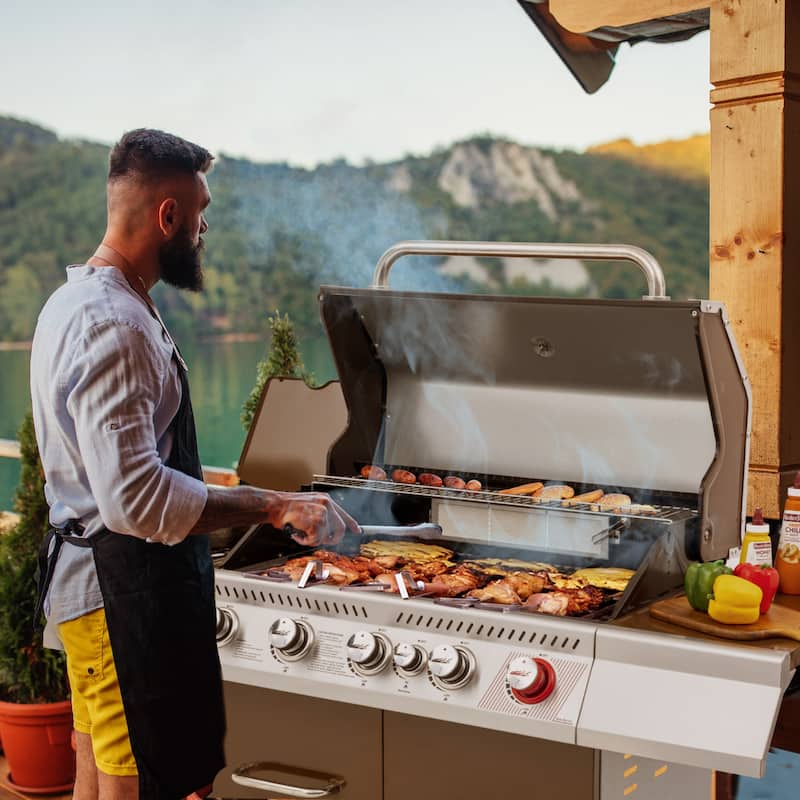 Royal Gourmet 5-Burner Cabinet Style Gas Grill with Side Burner