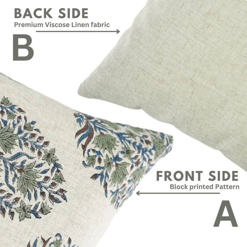 Fabdivine Bohemian Linen Artisan Fall Decorative Pillow Cover Accent, Kumud