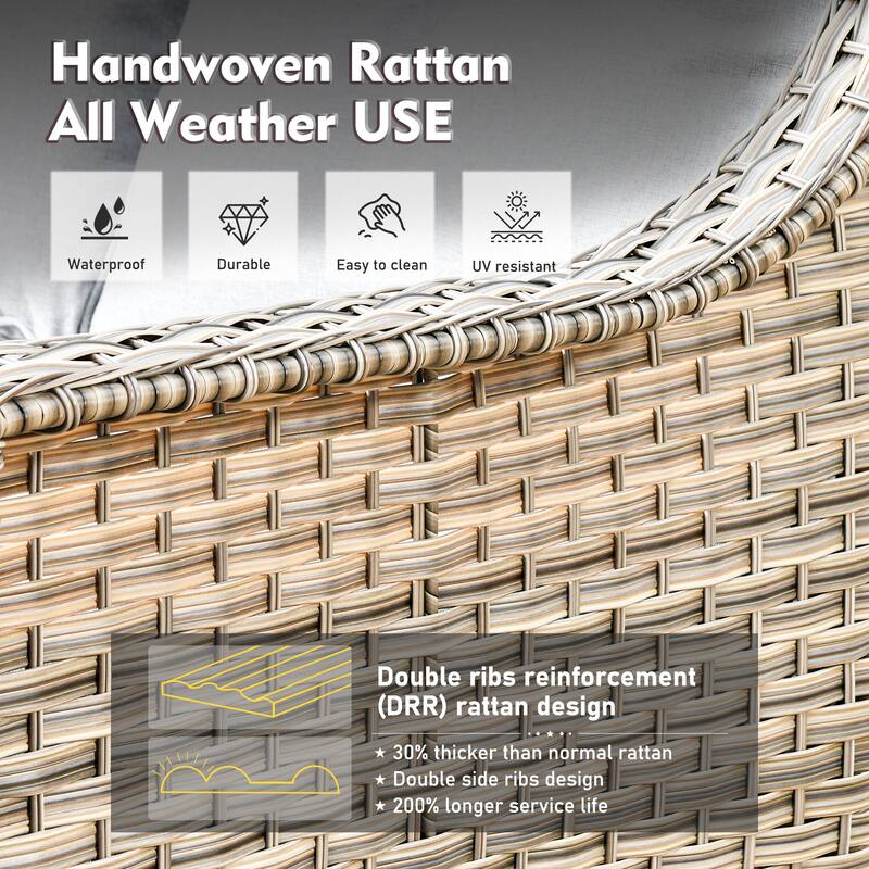 XIZZI Outdoor Wicker Patio Furniture Conversation Set with Fire Table