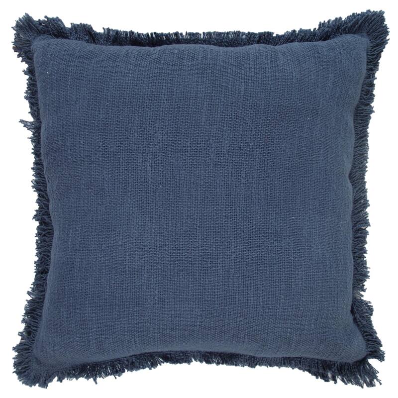Hand Woven Throw Pillow with Fringe - 20" - Navy Blue