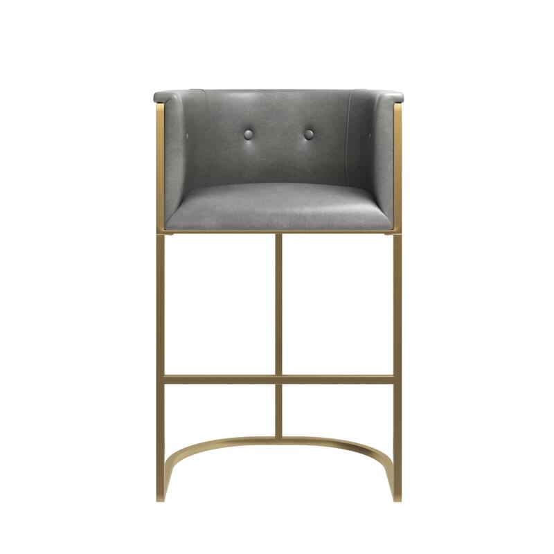 Manhattan Modern Bar Stool - Faux Leather with Gold-Finish Metal Base