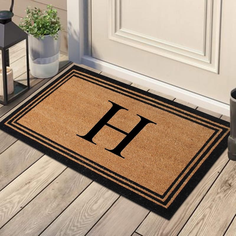 A1HC Pure Natural Coir Monogrammed Heavy Duty PVC Backing Doormat