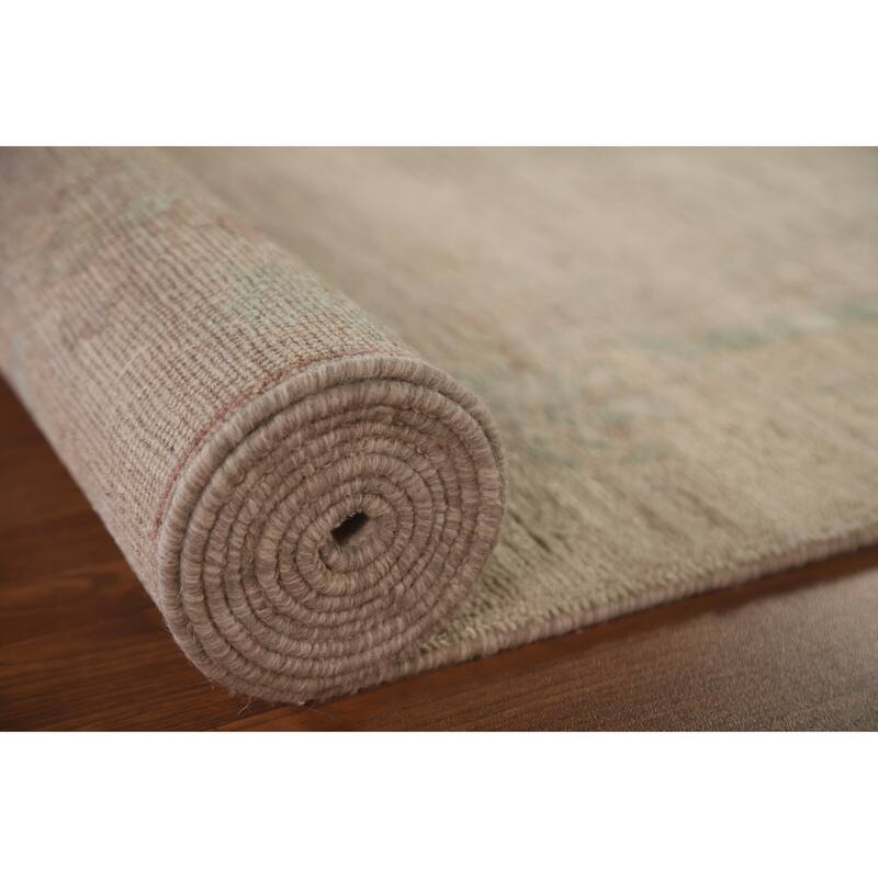 Oushak Oriental Runner Rug Handmade Vegetable Dye Wool Carpet - 3'1"x 11'10"