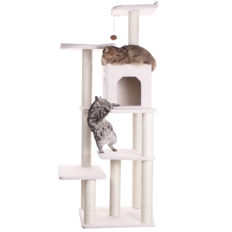 Real Wood B6802 Classic Cat Tree In Ivory 6 Levels Condo