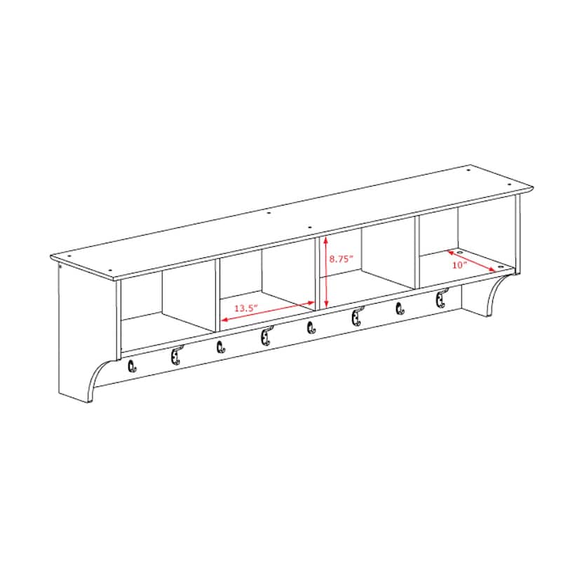 Winslow White Hanging 60-inch Wide Entryway Shelf