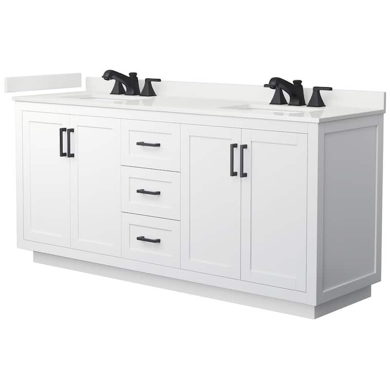 Wyndham Collection WCF292972D-QTZ-US3MXX Miranda 72" Free Standing - White / White Quartz Top / Matte Black Hardware
