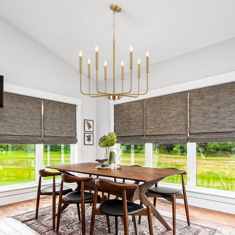 8-Light Modern Farmhouse Candle Chandelier for Kitchen Island Living Dining Room Bedroom
