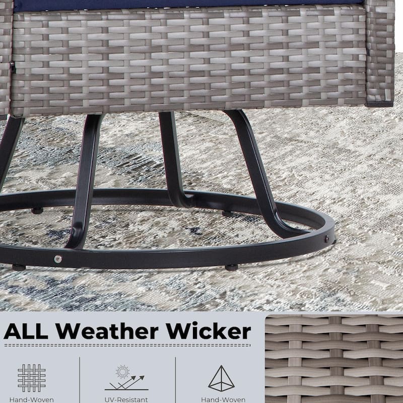 Durable Outdoor Swivel Patio Chairs with Cushions & Rattan Design