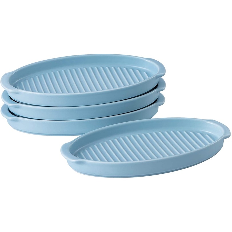 Details about   Bruntmor Ceramic Glaze Round Baking Dish Grill Dinner Plates Set of 4 Black 