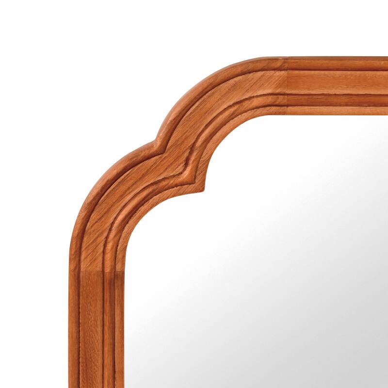 20" x 30" Solid Wood Frame Rounded Corner Decorative Mirror, For Bedroom, Bathroom, Living Room, Entryway