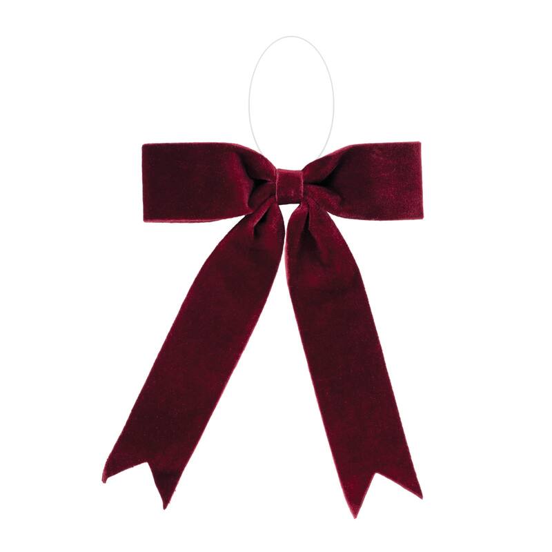 Polyester Holiday Bows with Clear Hanger for Christmas Decor Set of 2 - Red-Type B