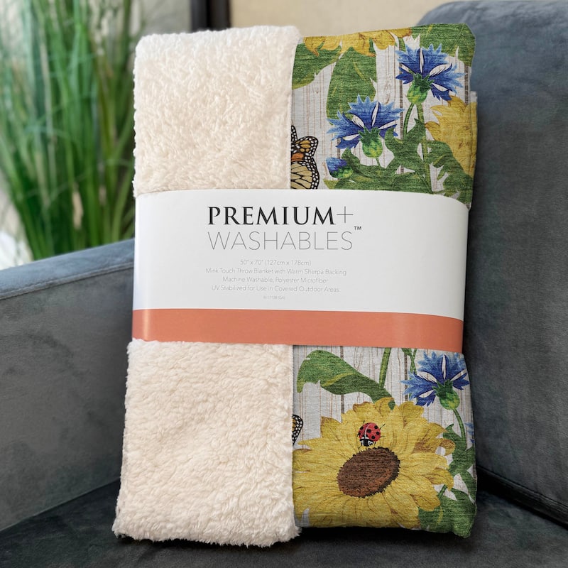 Premium Machine Washable ASB171 Coffee Party Sherpa Throw Blanket