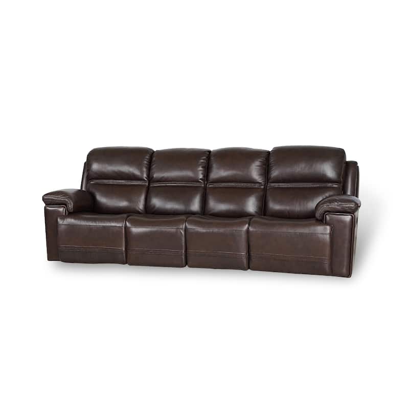 Brown Top Grain Leather Power 4 Seats Reclining Sofa with Power Adjustable Headrest with USB