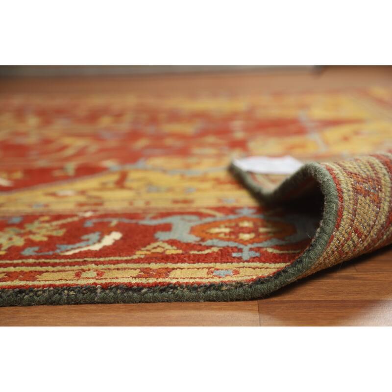 Red Medallion Heriz Serapi Indian Area Rug Hand-Knotted Wool Carpet - 8'8" x 11'9"