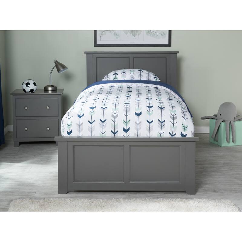 AFI Madison Twin XL Platform Bed with Matching Footboard & Storage Drawers in Grey