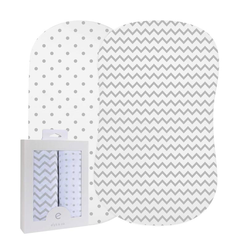 Ely's & Co. Baby Fitted Bassinet Sheet Set - 2 Pack - 32"x 16" - Grey Chevron & Polka Dot
