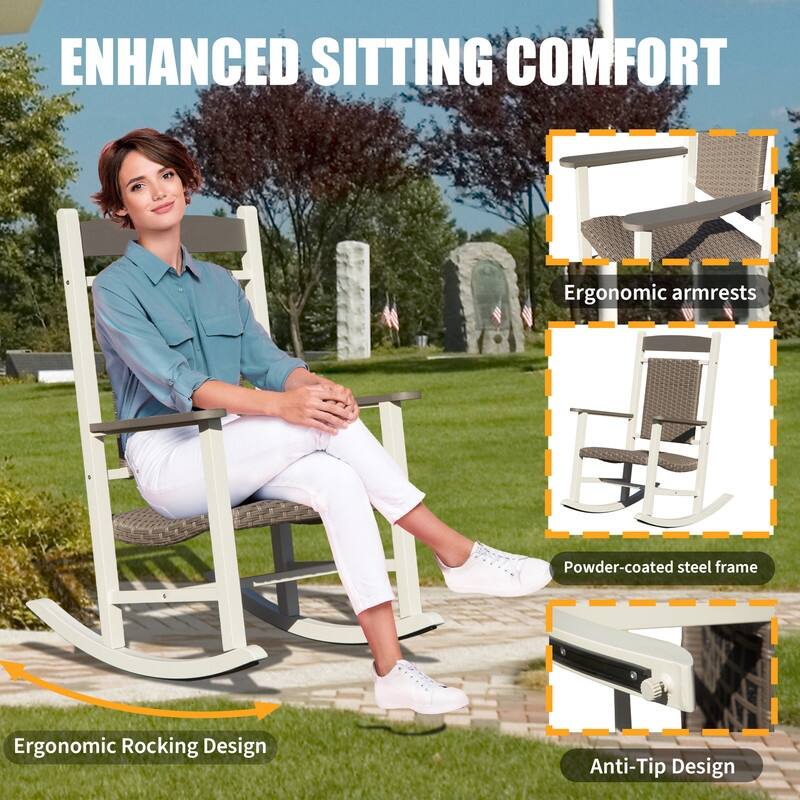 Domi Outdoor Rocking Chair Set – High Back, Weather-Resistant Porch Rockers for Patio