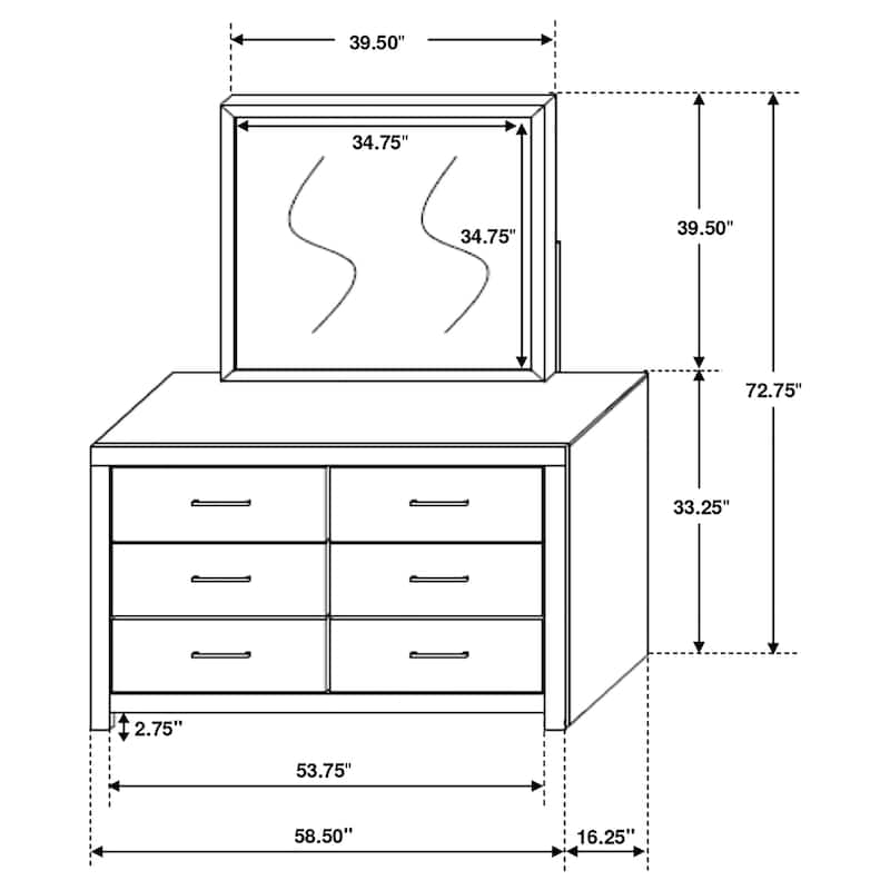 Brantford Farmhouse Rectangular 6-drawer Dresser