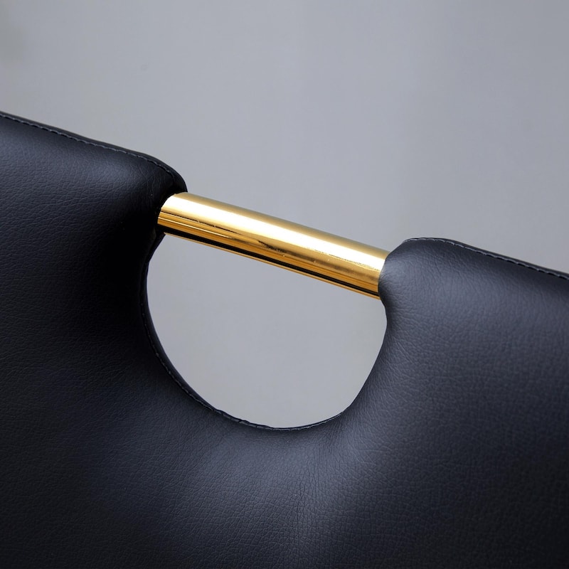 Roomfitters PU Dining Chairs with Gold Metal Legs, Modern Design for Dining or Office, Set of 4, Black