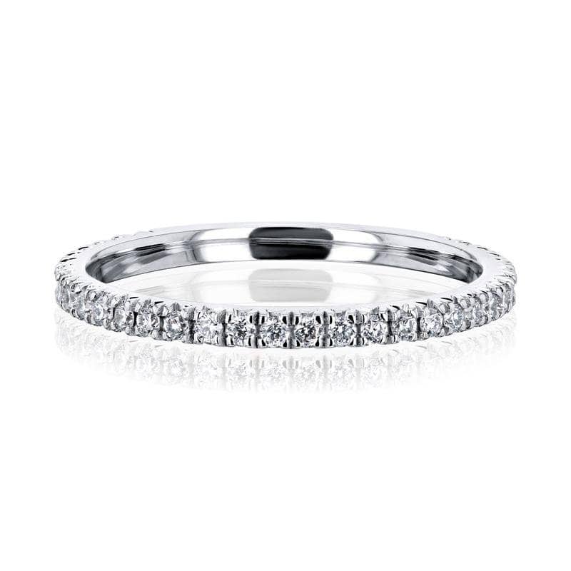 Kobelli Lab Grown Diamond 14k Solid Gold 1.6mm Near Eternity French Pavé Lumière Wedding Ring (DEF/VS) - 4.5 - White