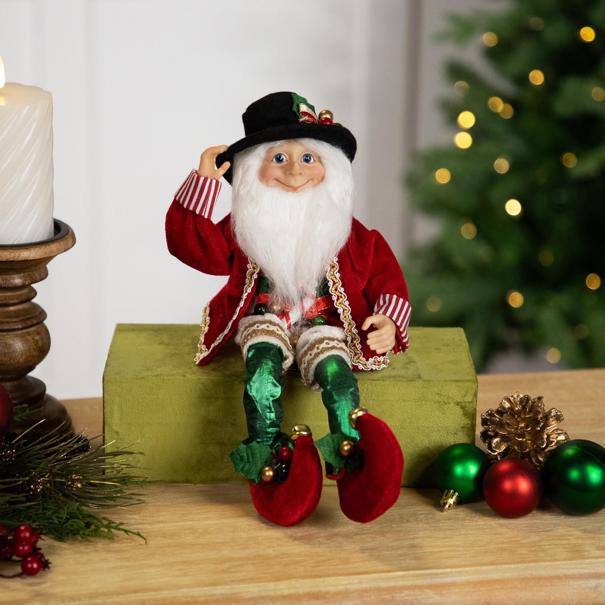 Candy Cane Elf Christmas Figure - 14"
