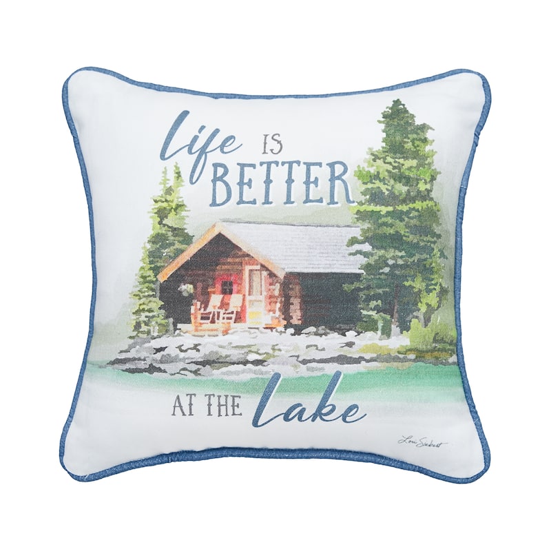 10" x 10" Life Is Better At The Lake Printed Throw Pillow