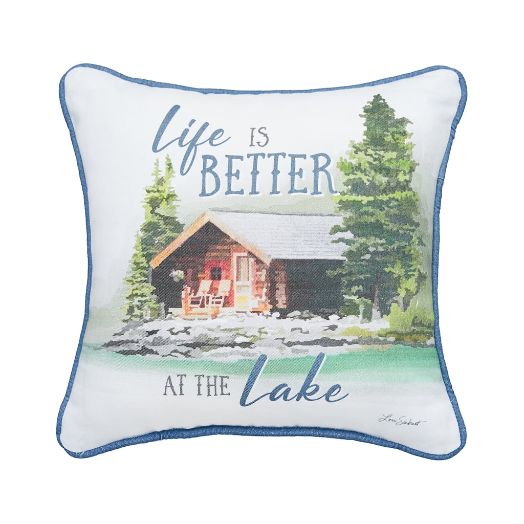 10" x 10" Life Is Better At The Lake Printed Throw Pillow