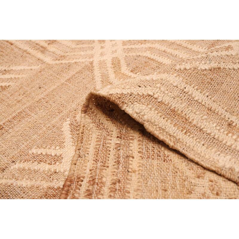ECARPETGALLERY Flat-Weave Palas Denizli Tan Jute Kilim - 5'7 x 7'6