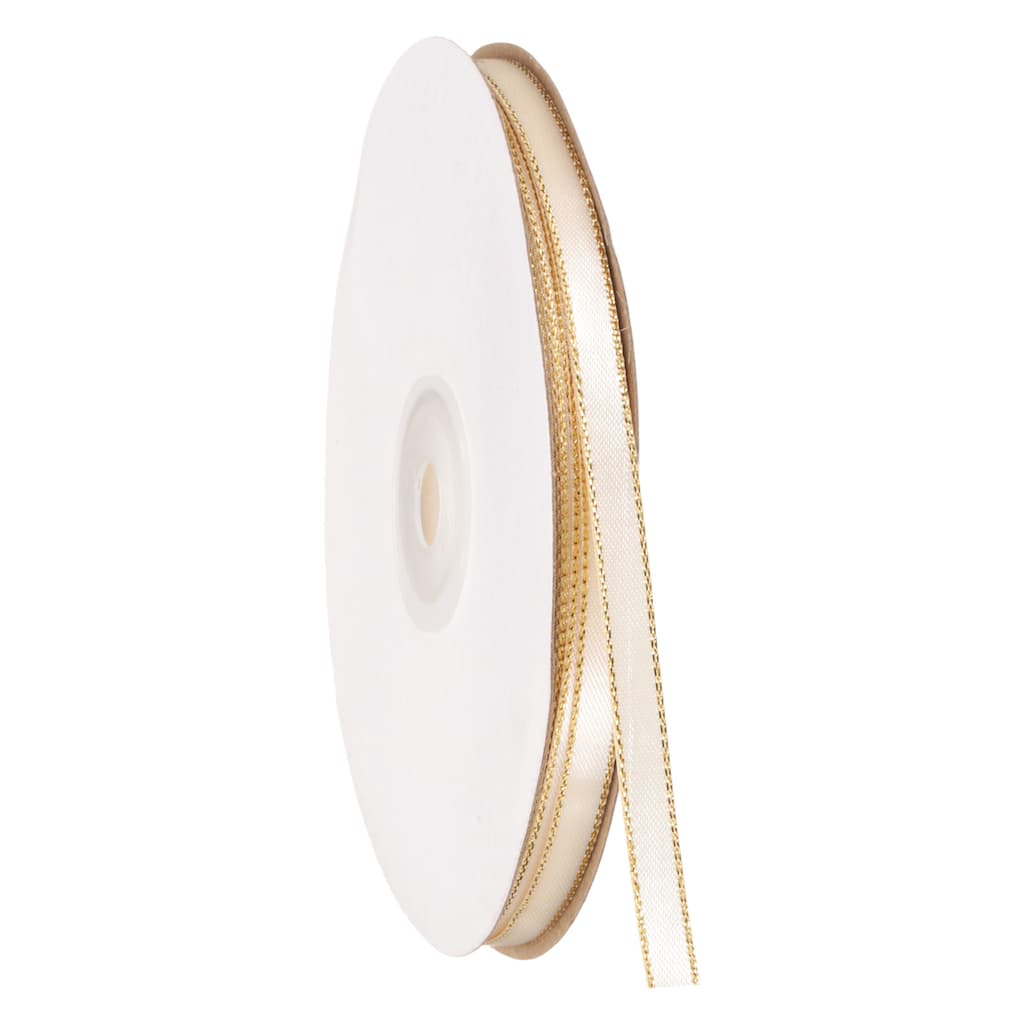 Satin Ribbon with Gold Edge, 1/4 Inch x 50 Yards Double Face Ribbon