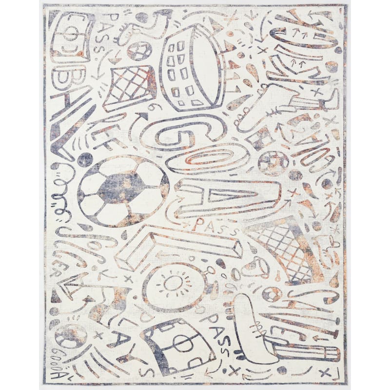 Katie Merz SPORTSGLYPHS Soccer Area Rug - 5' x 7' - Chalk