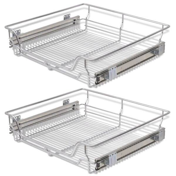 Shop Vidaxl Pull Out Wire Baskets 2 Pcs Silver 23 6 Free