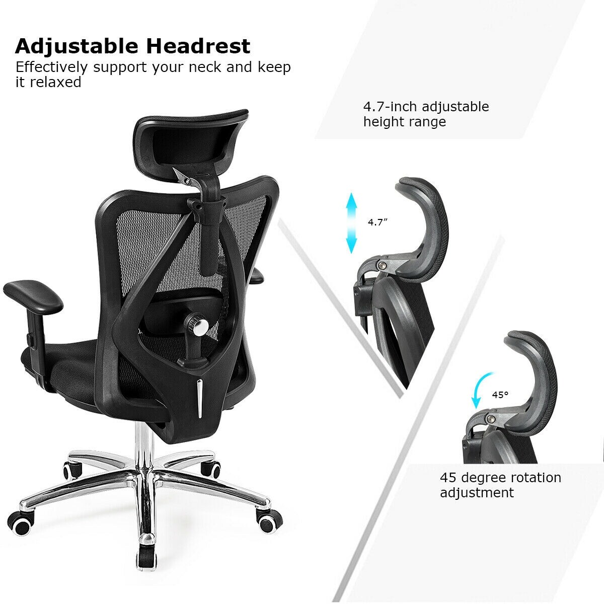 Gymax mesh office chair recliner high back adjustable with headrest & lumbar support on sale