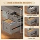 preview thumbnail 94 of 156, Farmhouse Executive L Shaped Desk Home Office Desk with Drawers and Storage Cabinet & Power Outlet
