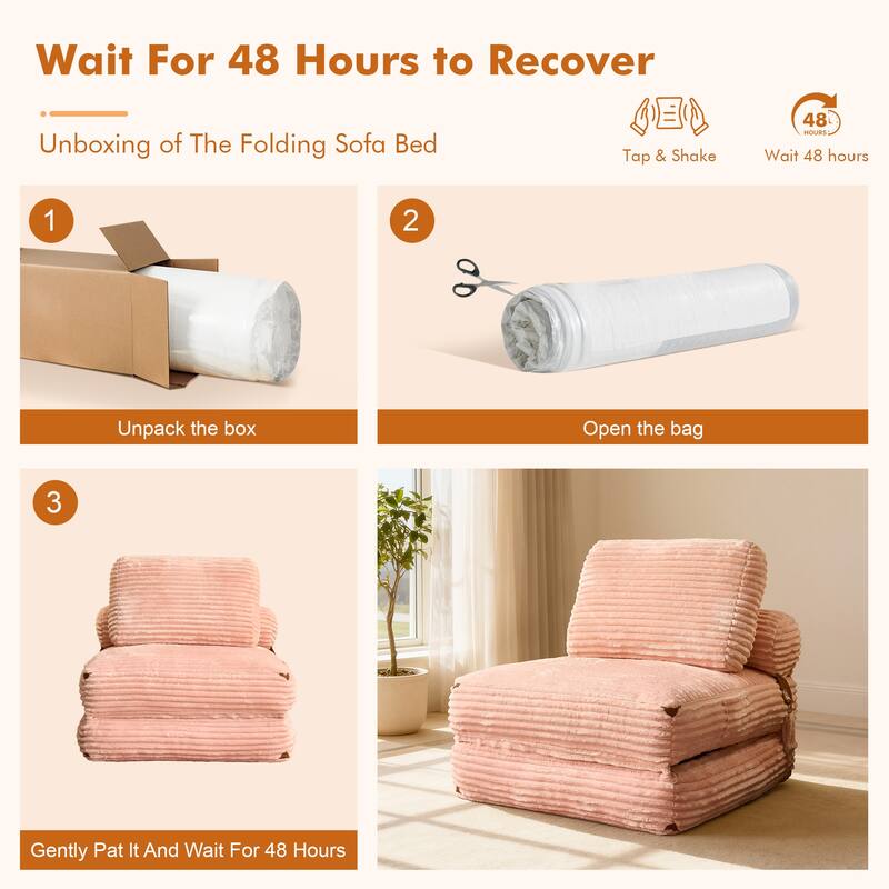 HOOOWOOO Modern Upholstery Fabric Folding Sofa Couch