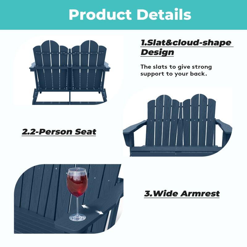 Outdoor HDPE Foldable Patio Loveseat