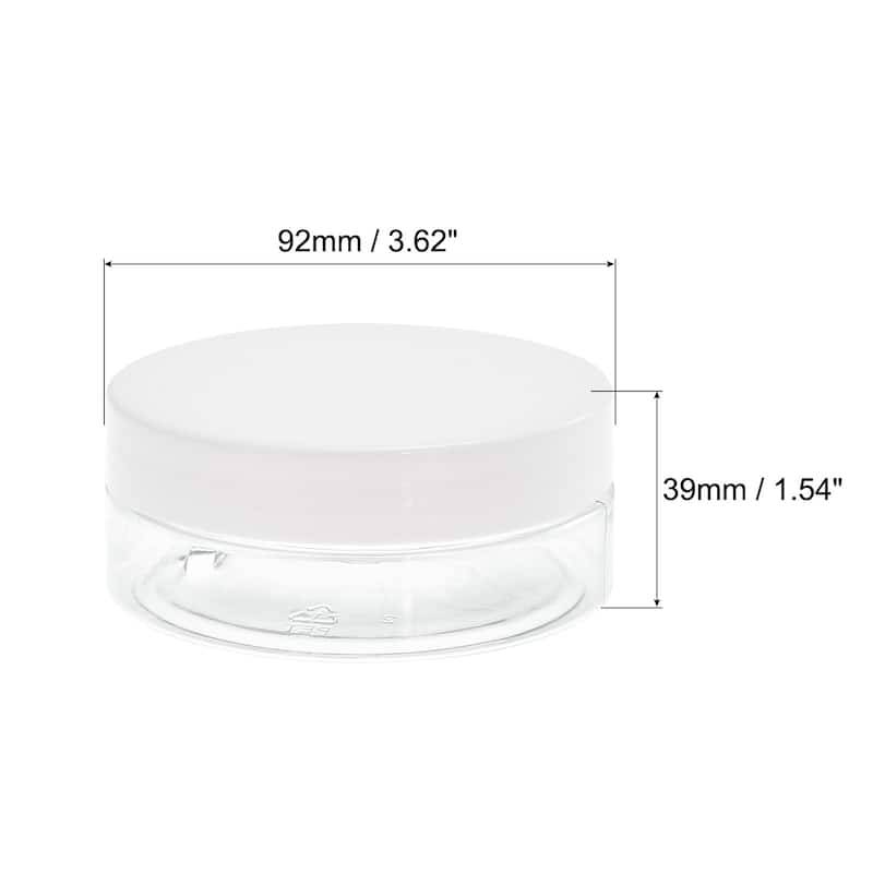 Round Plastic Jars with White Screw Top Lid, 6Pcs