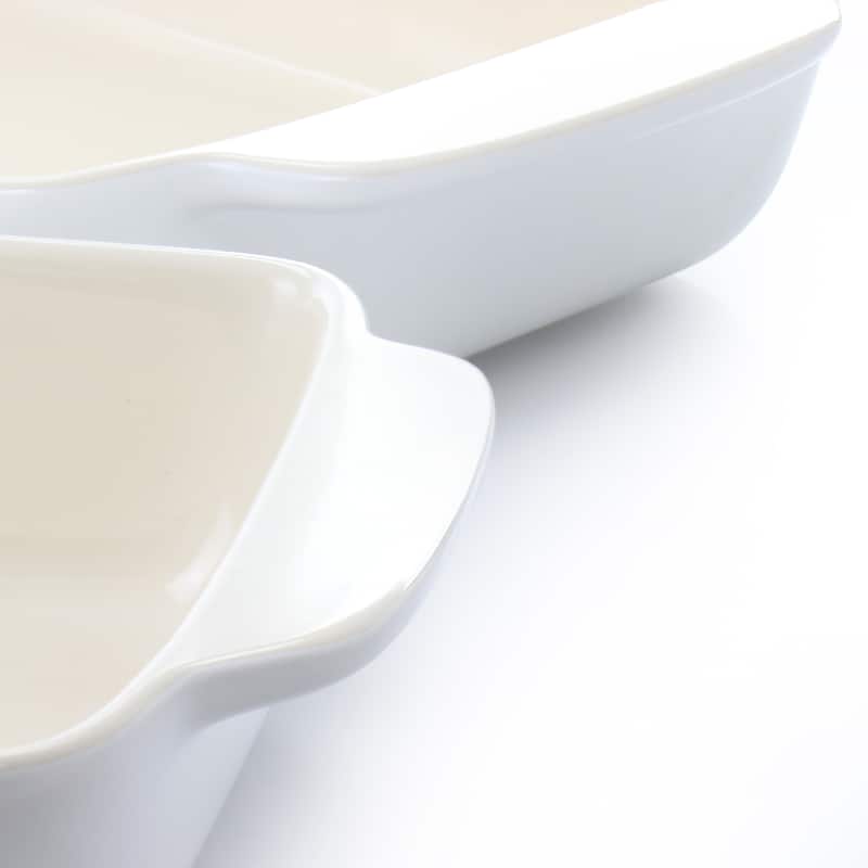 2.5 Quart and 3.5 Quart Rectangular Stoneware Bake Pan Set in Cream