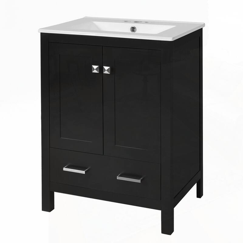 bathroom vanity with integrated undermount basin and a storage cabinet featuring 2 doors and 1 drawer