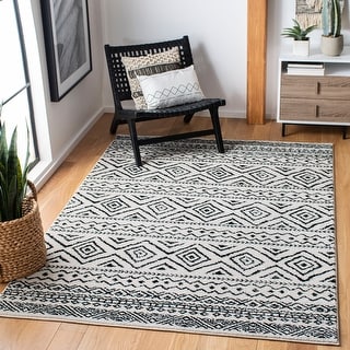 SAFAVIEH Tulum Shima Moroccan Boho Distressed Rug - Ivory/Black - 5' 3" x 7' 6"