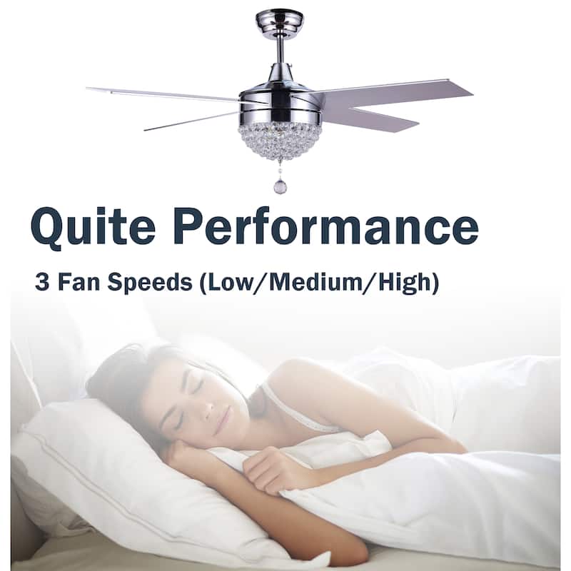 Belladepot 52" Modern Crystal Ceiling Fan with LED Light, Remote Control, Reversible
